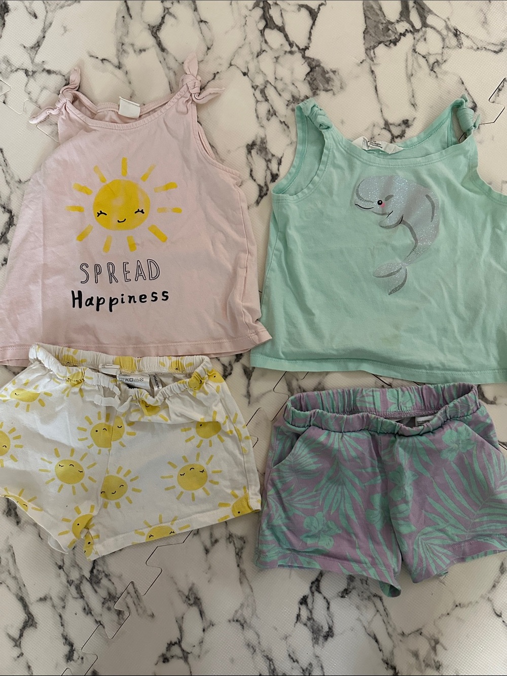 H&M Pink and Aqua Matching Tank Top Short Sets
